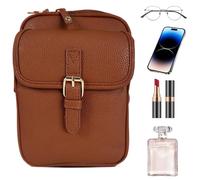 Small Shoulder Bag, Anti-Theft Security Shoulder Bag - Built-in Wallet 10 Card Slots Adjustable Strap Vintage Style Large Capacity Pocket Women Meeting Outdoor Birthday, brown, Se référer à la