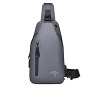 Small Shoulder Bag, Daily Sling Backpack | Small School Pocket Days For Men Male Sling With USB Charging Connection For Phone, Money, L, Grey, Se référer à la description