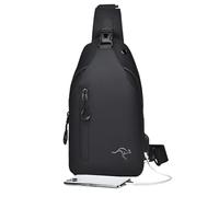 Small Shoulder Bag, Daily Sling Backpack | Small School Pocket Days For Men Male Sling With USB Charging Connection For Phone, Money, L, Black, Se référer à la description