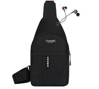 Small Shoulder Bag for Hanging - Waterproof Oxford Fabric, Integrated Headphone Hole, Mini Chest Bag with High Density, Compact Shoulder Bag with Closure for Music Companion | Travel G