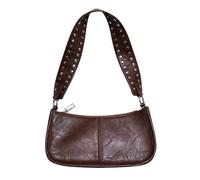 Small Shoulder Bag for Women - Coffee PU Leather Crescent Hobo Purse with 2 Straps, Crossbody Clutch & Tote - Retro Half Moon Dumpling Bag for Work, Holiday & Everyday Use