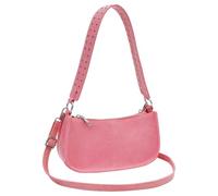 Small Shoulder Bag for Women - Pink PU Leather Crescent Hobo Purse with 2 Straps, Crossbody Clutch & Tote - Retro Half Moon Dumpling Bag for Work, Holiday & Everyday Use