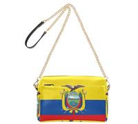 Small Shoulder Bag for Women Vegan Leather Handbags for Women Zipper Handbag for Women, Ecuador Flag Coat Arms Accurate, 9.6" x 3.3" x 6.3"