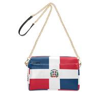 Small Shoulder Bag for Women Vegan Leather Women Shoulder Bags Zip Shoulder Bags for Women, Dominican Republic Flag Blue Red, 9.6" x 3.3" x 6.3"
