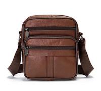 Small Shoulder Bag Leather for Men Crossbody Phone Bag Waterproof Messenger Bag Zipper Cross Body Sling Holster Handbag, Brown
