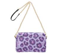 Small Shoulder Bags for Women Vegan Leather Casual Zipper Crossbody Bags Lilac Floral Leopard Print - Watercolor Style