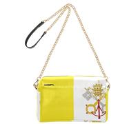 Small Shoulder Bags for Women Vegan Leather Shoulder Bag Women Waterproof Crossbody Bags for Women, Vatican City Flag 2, 9.6" x 3.3" x 6.3"