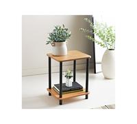 Small Side Table Bamboo Finish Bedside Table 2 Tier Occasional Tables