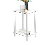 Small Side Table - Transparent Acrylic Tall End Tables for Small Spaces | Multi-Functional Organizer Shelf | Space-Saving Storage Nightstand, 3-Layer 30x25x55cm, for Hotel Dormitory Apartment