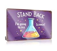 Small Sign Stand Back, I'M Going To Try Science! Tin Sign Stuff For Boys Room Tin Metal Bar Signs(30X40CM)