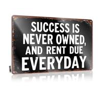 Small Sign Success Is Never Owned, And Rent Due Everyday. Tin Sign Vintage Coffee Sign Home Bar Decor(20X30CM)