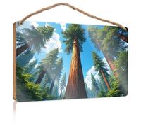 Small Signs For Home Decor Sequoia Forest: Majestic Trees Under Blue Sky Wooden Sign Family Funny Wall Sign Quote Wood Plaque(20X30CM)