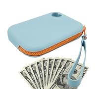 Small Silicone Bag | Portable Silicone Makeup Bag, Waterproof Drawstring Bag for Holding Cables, Small Key Box, Versatile Zipper Bag for Travel, Office, , Light Blue 2, Consulte la descripción