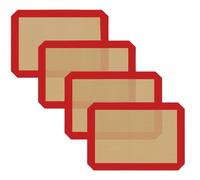Small Silicone Baking Mats, Set of 4,11-4/5x8-1/4 Inch Quarter Sheet Size, Non Stick, BPA Free, 1/4 Baking Sheet Pan Liner for Cookies, Macaron, Bread, Pastry, Toaster (Red)