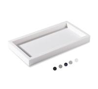 Small Silicone Bathroom Vanity Tray Rectangle Soap and Sponge Holder Kitchen Sink Organizer for Scrubber, Lotion Bottles, Perfume, Jewelry, Candle, Key Trinket Ring, White
