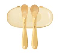 Small Silicone Spoon,2-Pieces Ergonomic Small Food-Grade Scoop with Storage Case,Silicone Mixing Spoon | for Weaning Eating Teething Daycare Travel Liquids Purees Food