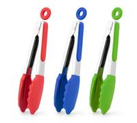 Small Silicone Tongs for Cooking,3 PCS 7-Inch Mini Serving Tongs-600°F Heat Resistant Non Stick Stainless Steel Tongs with Silicone Tips Food Tongs Cooking Tongs for Salad,Buffet Serving