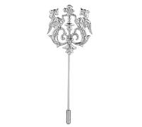Small Silver Coloured Coat of Arms Hat Pin Brooch Lapel Pin UK SELLER