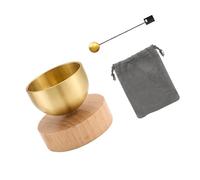 Small Singing Bowl Set Portable Brass Sound Bowls with Wooden Base Bowl for Enhanced Stability Portable Brass Bowls