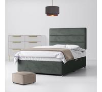 Small Single - Divan Bed and Cornell Lined Headboard - Dark Grey - Velvet - 2ft6 - Happy Beds