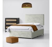 Small Single - Divan Bed and Cornell Plain Headboard - Light Grey - Velvet - 2ft6 - Happy Beds