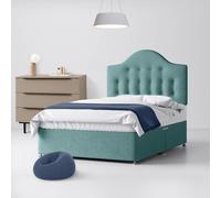 Small Single - Divan Bed and Victor Buttoned Headboard - Duck Egg Blue - Fabric - 2ft6 - Happy Beds