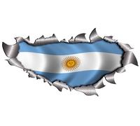 Small Single Flag Of Argentina Metal Rip Open Sticker