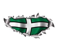 Small Single Flag Of Devon Metal Rip Open Sticker