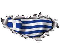 Small Single Flag Of Greece Metal Rip Open Sticker