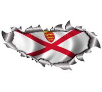 Small Single Flag Of Jersey Metal Rip Open Sticker