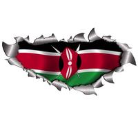 Small Single Flag Of Kenya Metal Rip Open Sticker