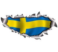 Small Single Flag Of Sweden Metal Rip Open Sticker