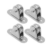 Small Single Pulley Block, V Type Stainless Steel Silent Pulley Roller Wall Mounted Fixed Pulley for DIY Equipment Wire Rope Rail Sliding Gate (4PCS)