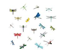 Small Size Anti-Collision Window Clings - Glass Reminder Static Decals - Prevent Birds Strikes - Decorate Your Glass Doors, 20 Pieces (Colorful Dragonfly)