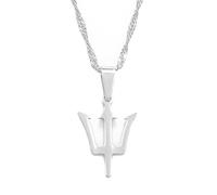 Small Size Barbados Island Map & Flag Symbol Pendant Necklaces Stainless Steel Barbados Maps Patriotic Jewelry(077921B,45cm)