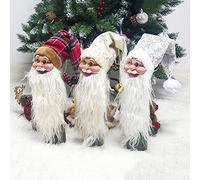 Small Size Christmas Tree Topper Santa Claus With Long Silver Hat Christmas Decorations for Holiday Xmas Trees Ornament with Poseable Arms Party Supplies