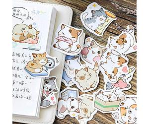 Small Size Scrapbook Stickers, 45pcs Boxed DIY Decoration Super Cute Cats Stickers for Laptop, Planners, Scrapbook, Suitcase, Diary, Notebooks, Album(Sweet Cats, 45pcs/ Box)