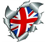small size Union Flag Metal Rip Open Sticker
