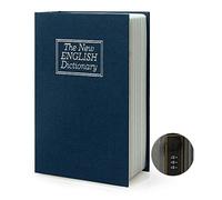 Small Sized Diversion Book Safe Storage Box, Dictionary Secret Safe Can with Security Combination Lock/Key, Diversion Book Hidden Safe (Combination, Blue)