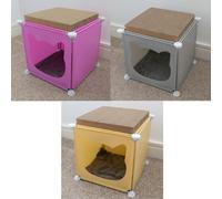 Small-Sized Kitty Cubby Play House, 30Cm Cube Cat Playhouse With Scratcher And Blanket