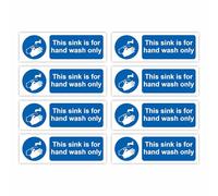 Small-Sized Multipack / 25x75mm Each (8-Pack) / This Sink Is For Handwash Only Self-Adhesive Signage/Vinyl Decals Removable & Wipeable/Indoor or Outdoor Stickers/Gloss Finish /