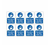 Small-Sized Multipack / 35x55mm Each (8-Pack) / This Sink Is For Handwash Only Self-Adhesive Signage/Vinyl Decals Removable & Wipeable/Indoor or Outdoor Stickers/Gloss Finish /