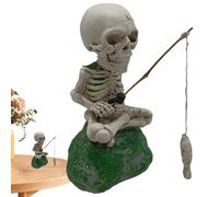 Small Skeleton Figure,Resin Skeleton Fishing Statue | Gothic Statue for Fountain Waterfall Aquarium Fish Tank Lawn Pond Garden Yard