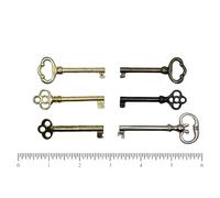 Small Skeleton Key Set - Works with 1/2 Inch Keyholes Only - Generic Hollow Barrel Vintage Keys for Antique Furniture - Cabinet Doors, Grandfather Clocks, Dresser Drawers (Set of 6 Keys)