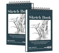 Small Sketchbook 5.5" x 8.5" - 2 Pack Top Spiral Mini Sketch Pad, Small Sketch Book Hard Cover, 100 Sheets Each 68lb/100gsm - Mini Drawing Paper for Kids, Portable Drawing Pad for Beginners & Artists.