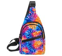 Small Sling Backpack Crossbody Sling Bag, Chest Bag Daypack, Abstract Colorful tie dye