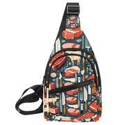 Small Sling Backpack Crossbody Sling Bag, Chest Bag Daypack, Pork Cow Goose Chicken Duck Rabbit kitch (2)