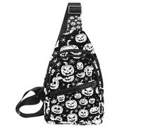 Small Sling Backpack Crossbody Sling Bag, Chest Bag Daypack, Pumpkin Helloween 111