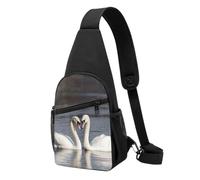 Small Sling Backpack For Women Men Chest Bag Crossbody Bag Hiking Daypack | Crossbody Sling Bag Travel Hiking Chest Bags Casual Cross Body Bag Romantic White Swan Fanny Packs