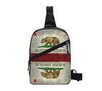 Small Sling Backpack Unisex California Republic Flag Foldable Shoulder Bag Chest Crossbody Daypack